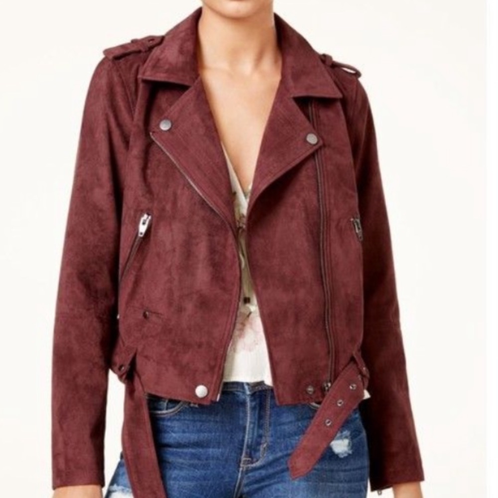 Maroon Faux Suede Jacket
